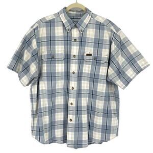 Carhartt Blue Plaid Button Down Collared‎ Shirt Men's XL